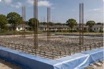 New home foundation with termite barrier installed